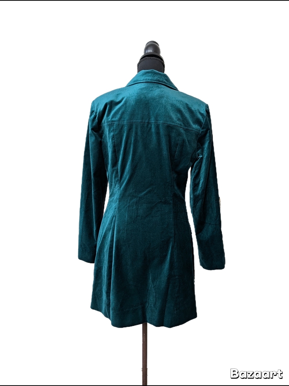 Anthropologie Maeve Teal Velvet Double-Breasted Blazer Coat Dress - Picture 5 of 10